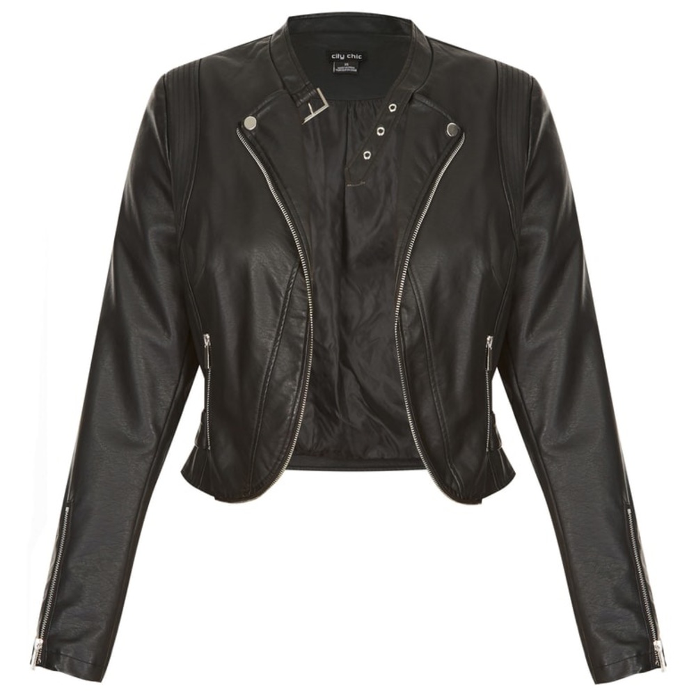 City Chic faux leather biker cropped jacket 22